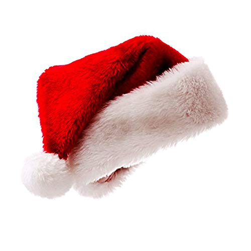 Meioro Gorro de Navidad Sombrero de Santa Claus Niño Adulto Fiesta Suministros Navidad Rojo Peluche Gorro Sombrero de Navidad Adornos de Navidad Sombreros de Navidad ,M(Entre 6 y 14 años)×1pc