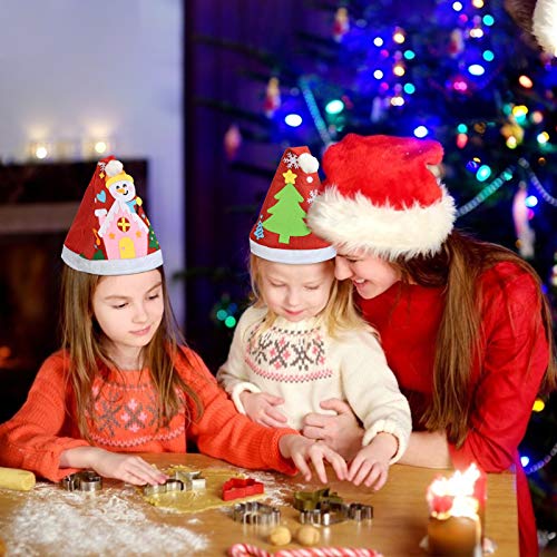 MEZOOM Sombrero de Navidad de Fieltro 6 piezas Sombrero de Santa Claus Gorro de Alce Muñeco de Nieve Actividades Manuales para Niños DIY Manualidades de Fieltro Navideño Regalo Año Nuevo