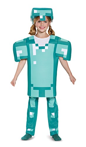 Minecraft DISK65662K Disfraz de lujo, para niños, armadura de diamantes, mediano