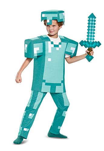 Minecraft DISK65662K Disfraz de lujo, para niños, armadura de diamantes, mediano