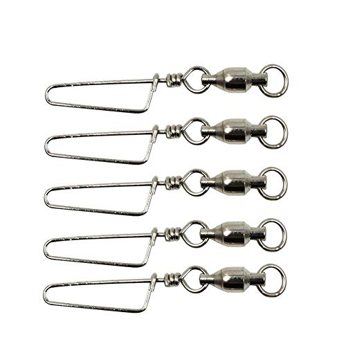 MINGZE Conector Giratorio de Pesca, rodamientos de Bolas, emerillones e imperdibles de Pesca, giratorios de Pesca de Alta Resistencia, Acero Inoxidable con Revestimiento de níquel (2# 30 Piezas 20kg)