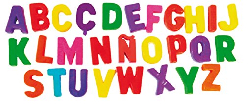 Miniland 97911 - Bote figuras magnéticas letras, 154piezas
