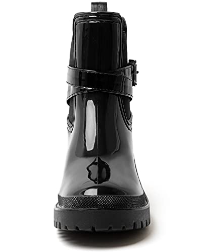 Mishansha Botas de Agua Mujer Impermeables Lluvia Botines Goma Tobillo Boots Wellington Antideslizante para Jardin, Tinta Negro 37 EU
