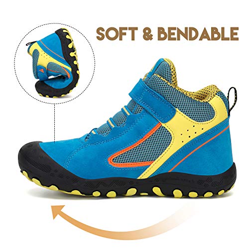Mishansha Zapatos de Botas de Invierno para Unisex-Niños Botas de Senderismo Cómoda Botas de Montaña Deportiva Azul Gr.26