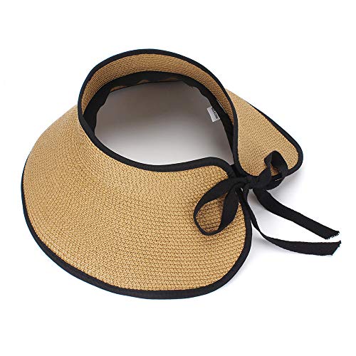MK MATT KEELY - Sombrero de Paja de Playa para Mujer, Plegable ala Ancha sombrero para el sol mujer, Brown Talla única