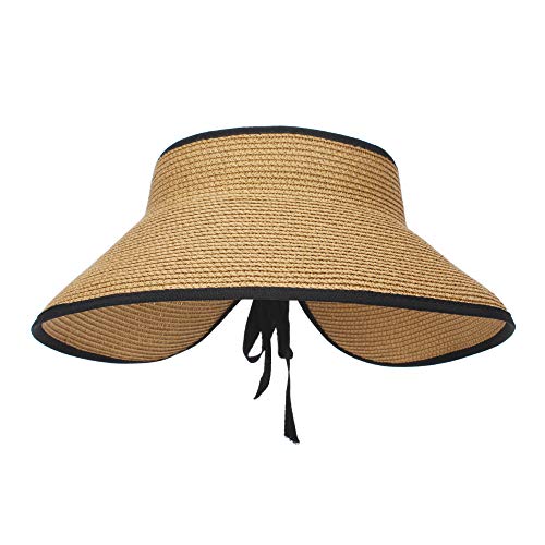 MK MATT KEELY - Sombrero de Paja de Playa para Mujer, Plegable ala Ancha sombrero para el sol mujer, Brown Talla única