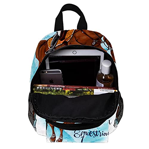 Mochila De La Escuela Primaria Ecuestre Elegante Mochila Escolar Impermeable para Jardín De Infantes con Correa De Hombro Ajustable Unisex 25.4x10x30 CM