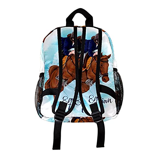 Mochila De La Escuela Primaria Ecuestre Elegante Mochila Escolar Impermeable para Jardín De Infantes con Correa De Hombro Ajustable Unisex 25.4x10x30 CM