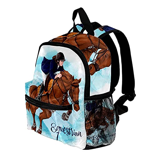 Mochila De La Escuela Primaria Ecuestre Elegante Mochila Escolar Impermeable para Jardín De Infantes con Correa De Hombro Ajustable Unisex 25.4x10x30 CM