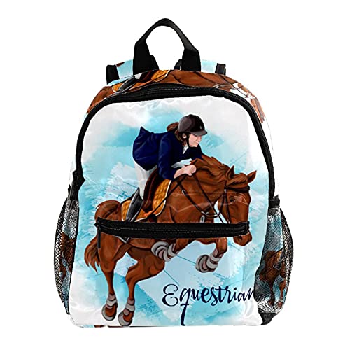 Mochila De La Escuela Primaria Ecuestre Elegante Mochila Escolar Impermeable para Jardín De Infantes con Correa De Hombro Ajustable Unisex 25.4x10x30 CM