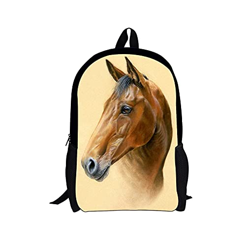 Mochila para niños adolescentes con estampado 3D de animales de caballo para la escuela, niños y niñas, con bolsillos laterales, mochilas escolares, mochila ligera para el regreso a la escuela