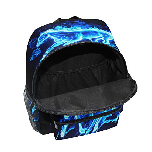 Mochila para niños con diseño de conejos y mariposas pintadas al óleo, Caballo Correr Azul 6 (Multicolor) - A01E18011-A