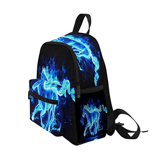 Mochila para niños con diseño de conejos y mariposas pintadas al óleo, Caballo Correr Azul 6 (Multicolor) - A01E18011-A