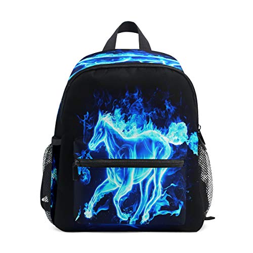 Mochila para niños con diseño de conejos y mariposas pintadas al óleo, Caballo Correr Azul 6 (Multicolor) - A01E18011-A