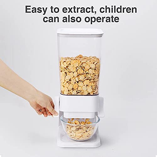 Mogzank Encimera del Dispensador de Alimentos Secos Dispensador de Cereales, La Abertura del DiseeO de la Rampa No Aplasta el Cereal, Puede Contener Cereales, Color Blanco Caramelo