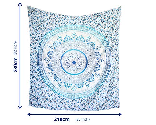 MOMOMUS Tapiz Mandala Sol - Aesthetic, Grande, Multiuso - Pareo/Toalla de Playa Gigante - Manta de Picnic Ligera o Alfombra Antiarena XXL - Azul