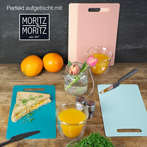 Moritz & Moritz 4x Tabla de Cortar Flexible 25 x 14,5 cm - Tabla Cortar Plástico 2mm de Grosor - Apta para Lavavajillas - Superficie Antideslizante para un Corte Seguro
