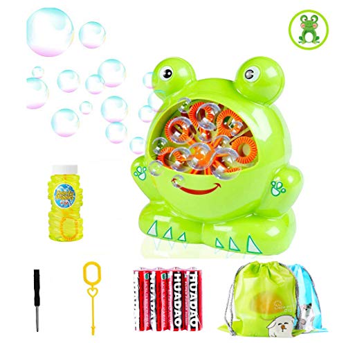 Morkka Portátil Máquina de Burbujas, Soplador de Pompas de Jabón Duradero, Divertida Forma de Frog Shape para Niños y Adultos Fácil de Usar para Navidad Fiestas Barbacoa Boda (Frog)