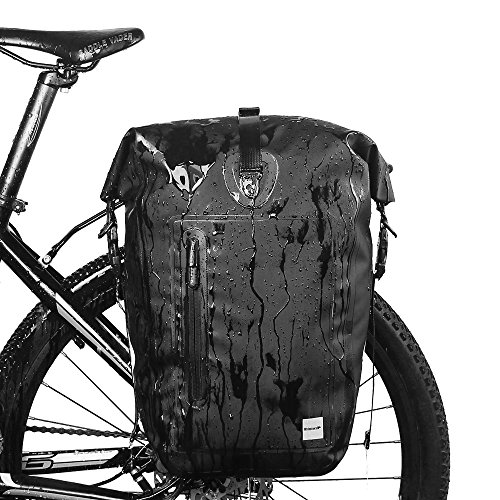 Movaty Bolsa de la Bici Pannier Bolsa,25L Gran Capacidad Bicicleta Bolsa de la Bici de montaña Impermeable Ligera Bolsa de Bicicletas, 1000D poliéster, Anti-arañazos,Color Negro