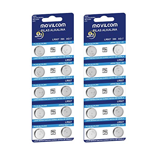 MovilCom® - 20 Pilas botón AG7 Pila Reloj 1.5V Equivalente a SR927W, V399, 399, SR927, D399, S926E, W, LR927, SR57