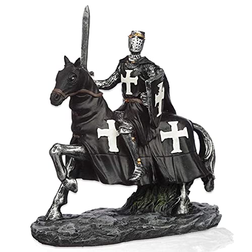 mtb more energy Figura de caballero "Riding Dark Templar" – caballero en caballo con espada – Altura aprox. 14 cm – Fantasy medieval – Figura decorativa