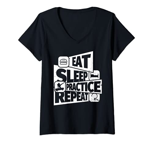 Mujer COMER SLEEP Caballo con arzones REPETIR divertido con arcos Camiseta Cuello V