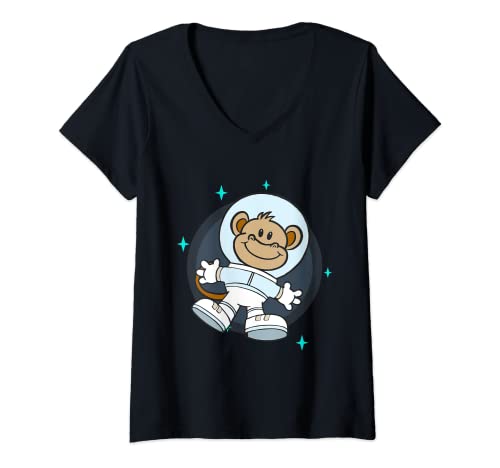 Mujer Galaxia Espacial Estrellas Mono Volador Burro Disfraz Mosca Camiseta Cuello V