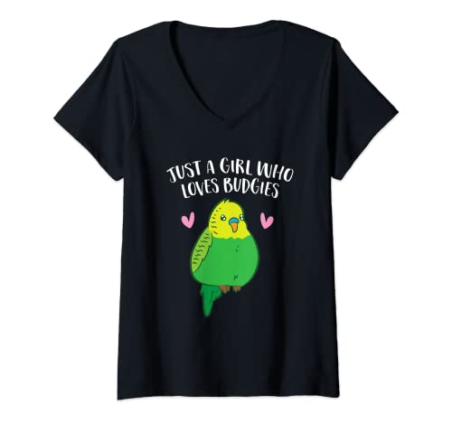Mujer Solo una chica que ama los periquitos lindos pájaros adoran el periquito Camiseta Cuello V
