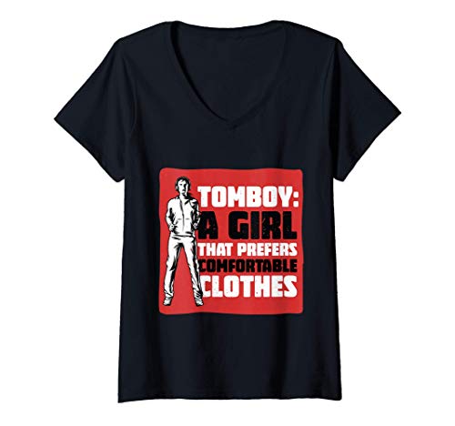 Mujer Tomboy: una chica que prefiere la ropa cómoda Camiseta Cuello V