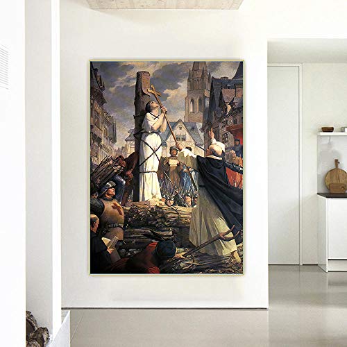 Munxag Impresión en lienzo personalizada Jules Eugene Lenepveu "Juana de Arco ardiente en juego" Arte de pared Cuadro Cuadro Cuadro de pared Impresión para decoración de sala de estar