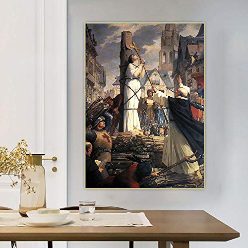 Munxag Impresión en lienzo personalizada Jules Eugene Lenepveu "Juana de Arco ardiente en juego" Arte de pared Cuadro Cuadro Cuadro de pared Impresión para decoración de sala de estar