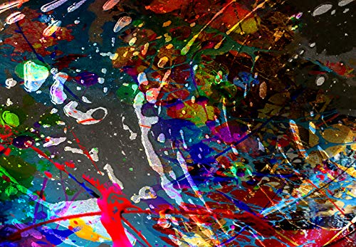 murando Cuadro en Lienzo Animales 120x80 cm 1 Parte Impresión en Material Tejido no Tejido Impresión Artística Decoracion de Pared Toro Manchas de Pintura Abstracto Gris Colorido g-A-0292-b-a