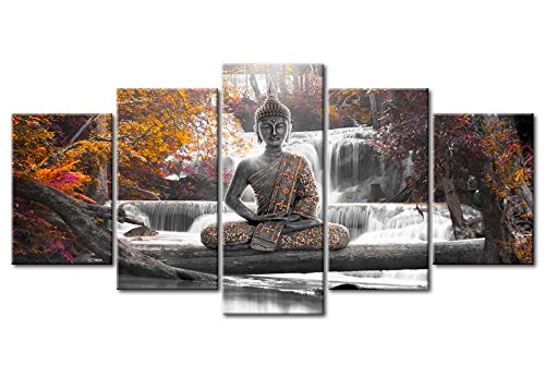 murando Cuadro en Lienzo Buda 100x50 cm Impresión de 5 Piezas Material Tejido no Tejido Impresión Artística Imagen Gráfica Decoracion de Pared Oriente Zen Cascada c-A-0021-b-p