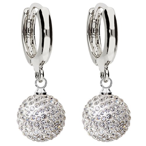 Mya art MYASIOHR-41 - Pendientes, plata de ley 925 con perlas con cristales engarzados, color blanco