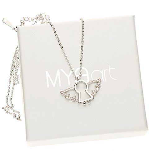 MYA art MYAWGKET-41 - Collar con colgante, diseño de ángel de la guarda con cristales de Swarovski, chapado en oro, plata y blanco, para mujer y niño