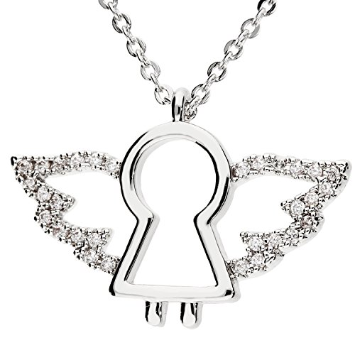 MYA art MYAWGKET-41 - Collar con colgante, diseño de ángel de la guarda con cristales de Swarovski, chapado en oro, plata y blanco, para mujer y niño