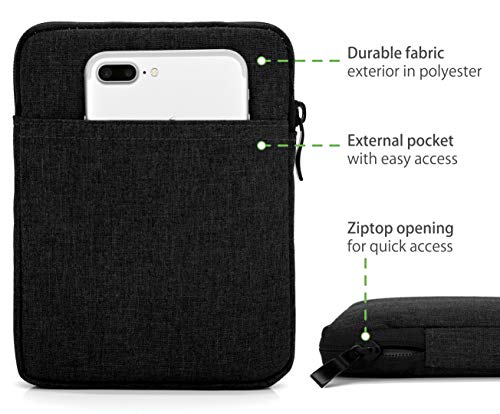 MyGadget Bolsa de Nylon de 8" - Estuche Acolchado para E-Reader / E-Book / Smartphone / Tablet Amazon Fire HD 8 , Paperwhite , Oasis / iPad Mini - Color Negro