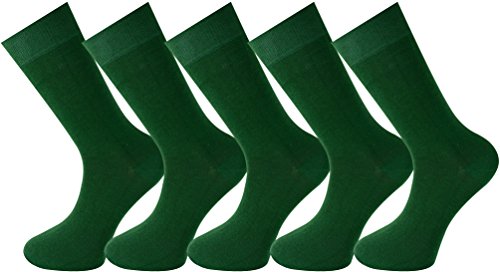 Mysocks para hombres y mujeres Paquete de 5 pares de calcetines de color liso peinados de algodón Pino verde