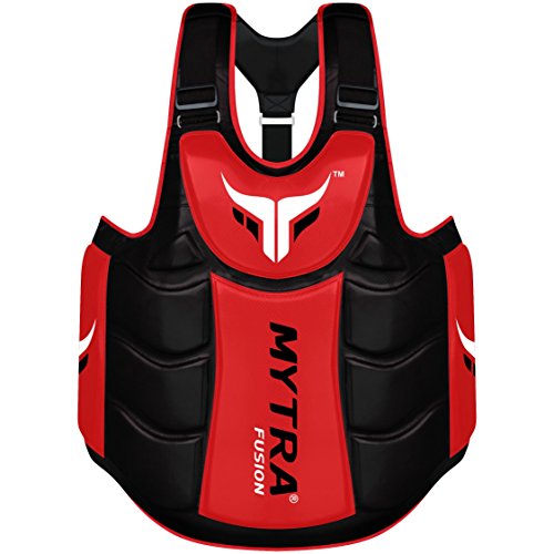 Mytra Fusion Chest & Belly Protector Body Shield Body Armor Body Pad Body Protector Chest Ribs and Belly Protector for Boxing MMA Muay Thai Fitness Gym Workout (Red Black)