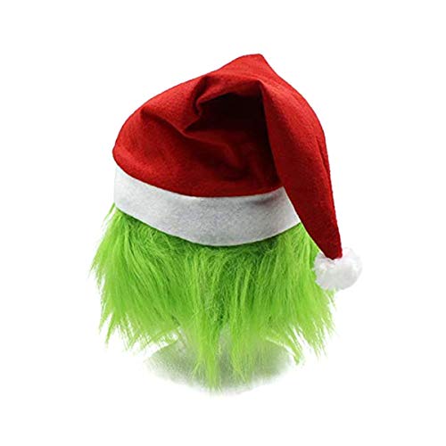 N /C Traje de Traje de Santa para Adulto Peludo, Disfraz de Santa de Grinch de Lujo con Sombrero de Navidad Verde Divertido (#1-Rojo, XXL)