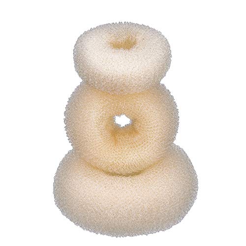 N-K Juego de 3 moños para el pelo para mujer, con forma de donuts, 1 grande, 1 mediano y 1 pequeño, color beige, portátil y útil