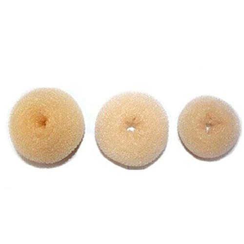 N-K Juego de 3 moños para el pelo para mujer, con forma de donuts, 1 grande, 1 mediano y 1 pequeño, color beige, portátil y útil