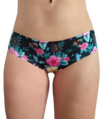 "N/A" Braga Bikini Traje de baño de Mujer/Corte brasileña sin Costuras Corte Laser/Ropa Moda Mujer (Negro Flores, M-L)