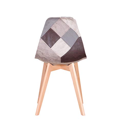 N/A Juego de 4 sillas de comedor, tapizado patchwork retro, comedor, cocina, dormitorio, silla de oficina (gris)