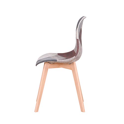 N/A Juego de 4 sillas de comedor, tapizado patchwork retro, comedor, cocina, dormitorio, silla de oficina (gris)