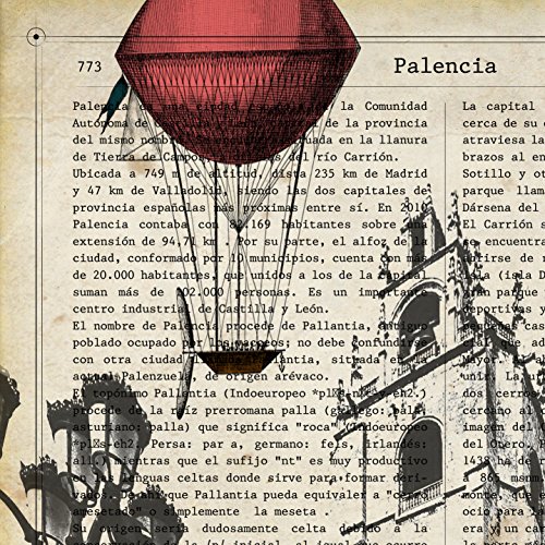 Nacnic Lámina Ciudad de PALENCIA con la Historia DE PALENCIA. Poster tamaño A4 Impreso en Papel