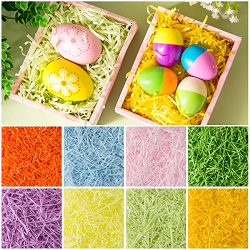 Naler 450 Gramos Papel de Seda en Tiras Relleno de Cesto de Pascua 8 Colores para Rellenar Caja de Regalo Decoración de Pascua