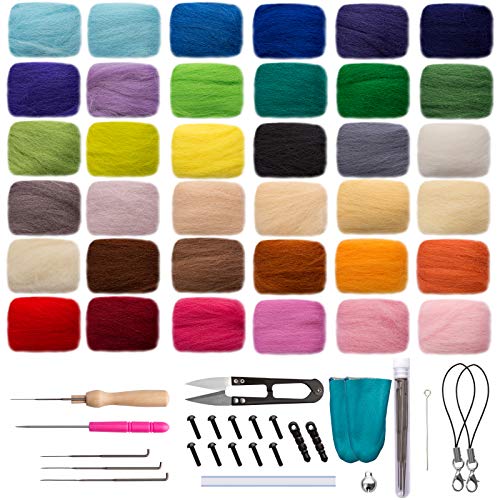 Naler Lana de Fieltro Kit Fieltro de Lana de Colores para DIY Manualidades y Artesanía (36 Colores)