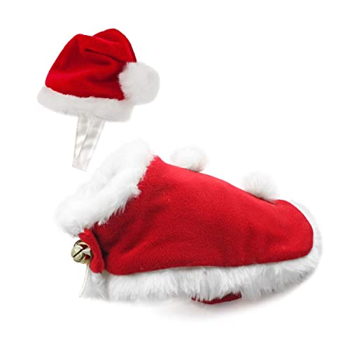 NAMSAN Disfraz de Navidad para Mascotas Traje de Navidad para Perro Traje de Navidad para Gatos Lindo Sombrero de Capa de Navidad con Papa Noel Gorrito Christmas Costume Apta para Perro Gato Conejo