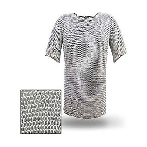 NASIR ALI Camisa de Cadena de Aluminio Butted Chainmail Haubergeon Armadura de Traje Medieval